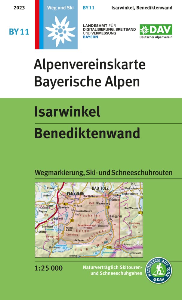 Isarwinkel, Benediktenwand walk+ski (BY11): Wegmarkierung, Ski- und Schneeschuhrouten (Alpenvereinskarte Bayerische Alpen)