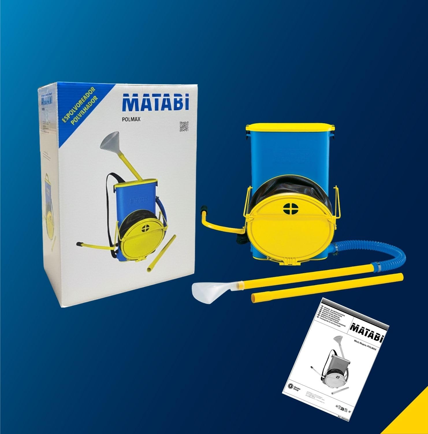 Matabi Polmax - Poudreuse Terre De Diatomée Et Soufre - 9 L | Pour engrais en poudre, avec diffuseur orientable, poudreuse dorsale, adaptée aux produits d’origine naturelle