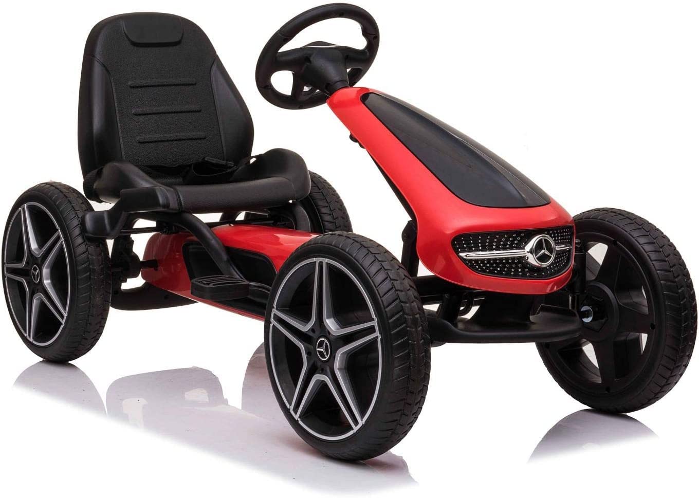 TechPlus kids Car,Mercedes Licensed Gokart Kids Pedal Car,Pedal Go Amg Licensed 4 Wheel Racer Ride On Bike Adjustable Seat (RED)