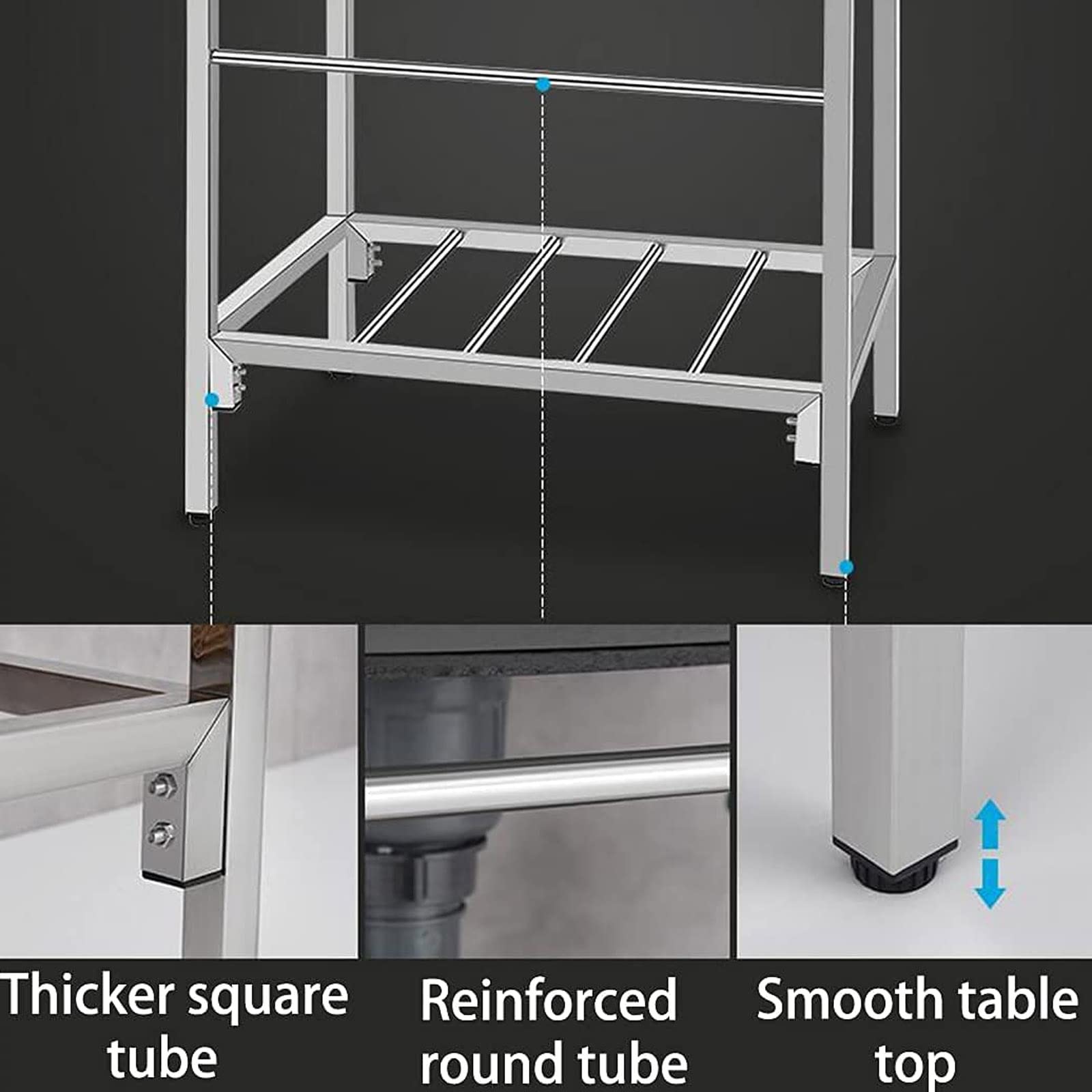 Fregadero utilitario de 2 compartimentos de Acero inoxidable para Uso comercial en restaurantes, con grifo, encimera de cocina y estantes de almacenamiento, lavamanos de Doble cubeta.