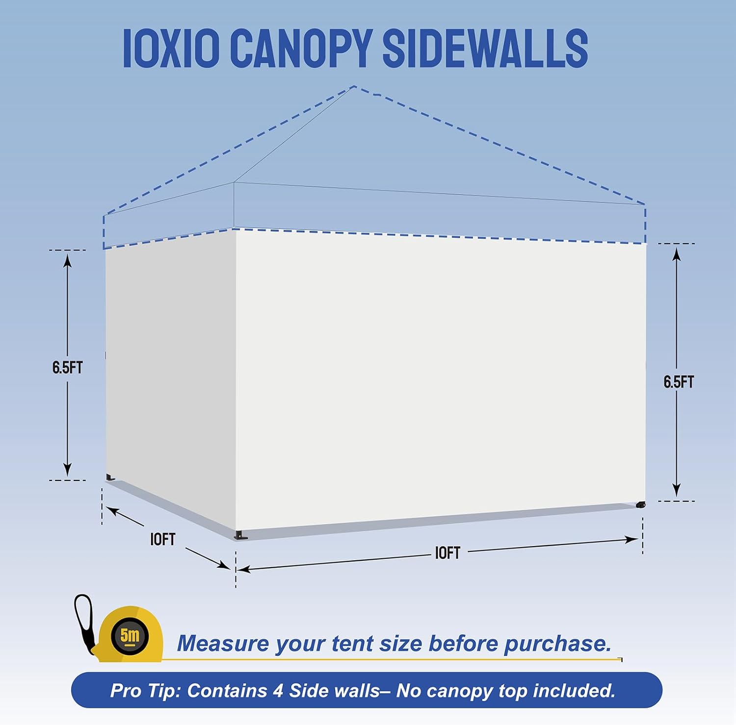 CROWN SHADES 10x10 Canopy Sidewalls (4pck) - Canopy Walls 10x10, Sidewalls for Canopy - Canopy Cover, Canopy Accessories, White