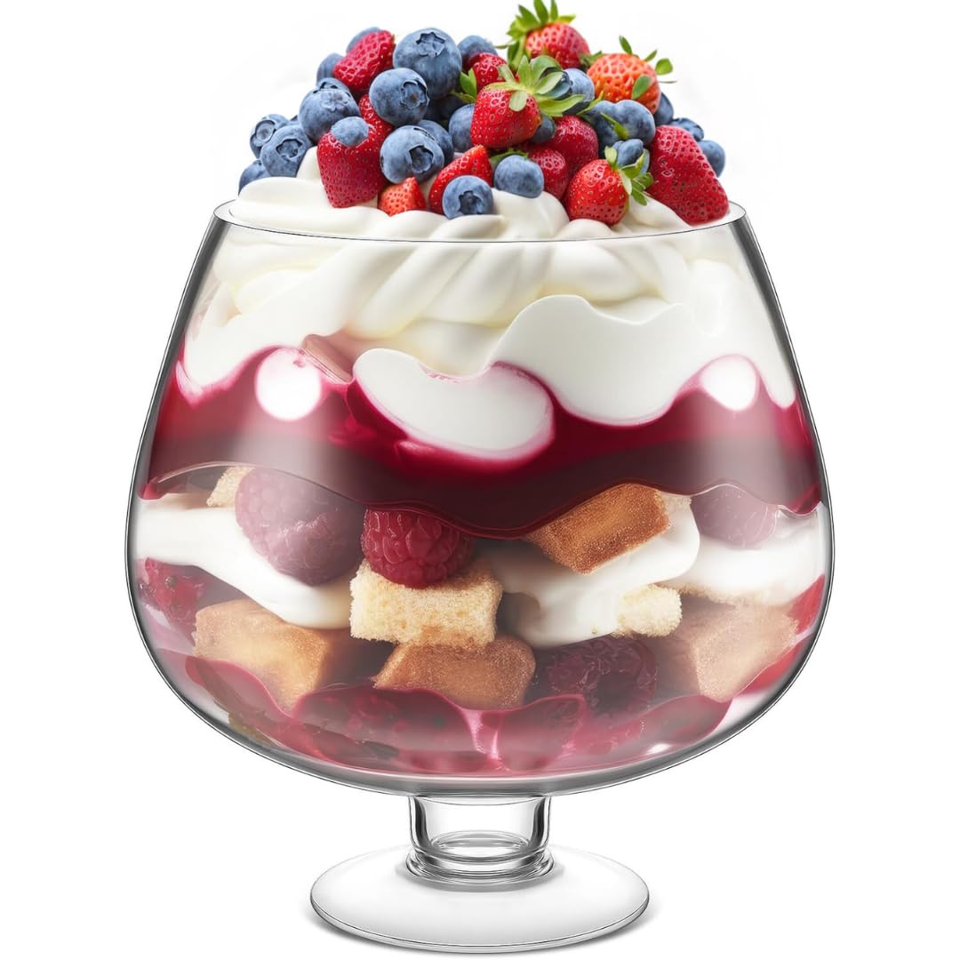 Trifle Bowl Glass Large Round Serving Footed Bowl Dessert Bowl Trifle Dish Dessert Display with Pedestal for Ice Cream Cake Pastries Salad Fruit（3500ml）