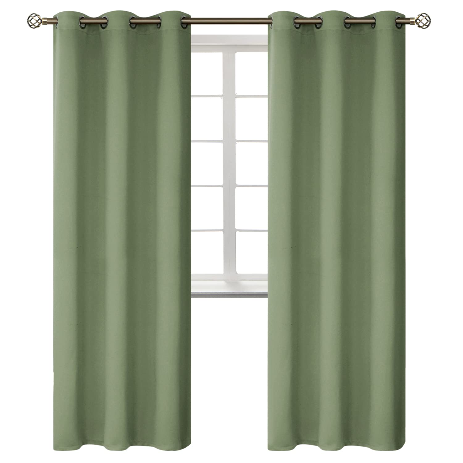 BGment Room Darkening Curtains 84 Inches Long - Grommet Thermal Insulated Drapes Window Treatment Curtains for Bedroom, 2 Panels, 42 x 84 Inch, Grass Green