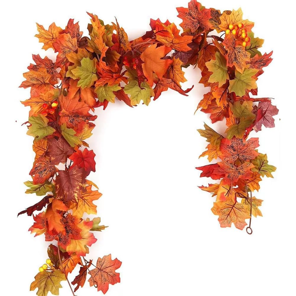 CTRLZS Leaves Artificial Maple Leaf Garland Autumn Decoration Wedding Ceremony Thanksgiving Fireplace Decor B