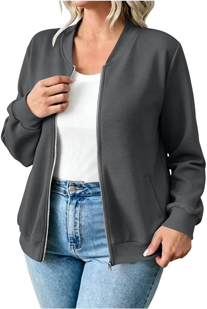 Womens Baseball Jackets Long Sleeve Full Zip up Sweatshirts Coats