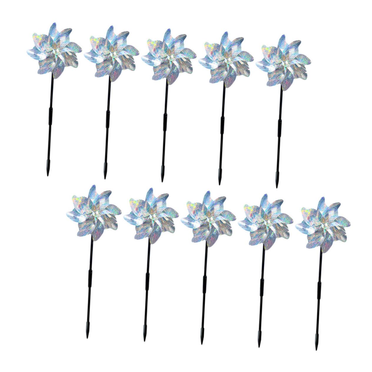Sosoport10pcs 8 Pieces of Bird Repelling Windmills Reflective Scare Rods Outdoor Decor Bird Deterrent Windmill Bird Pinwheels Glow Decorations Lawn Tools Sparrow The Pet Shine