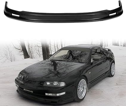 Mug Style Unpainted Black PP Front Bumper Lip for 1992-1996 Honda Prelude | Brand of Hyper Glory, Polyproplyene, Front Bumper Air Dam Lip Spoiler, Underbody Chin Guard Splitter