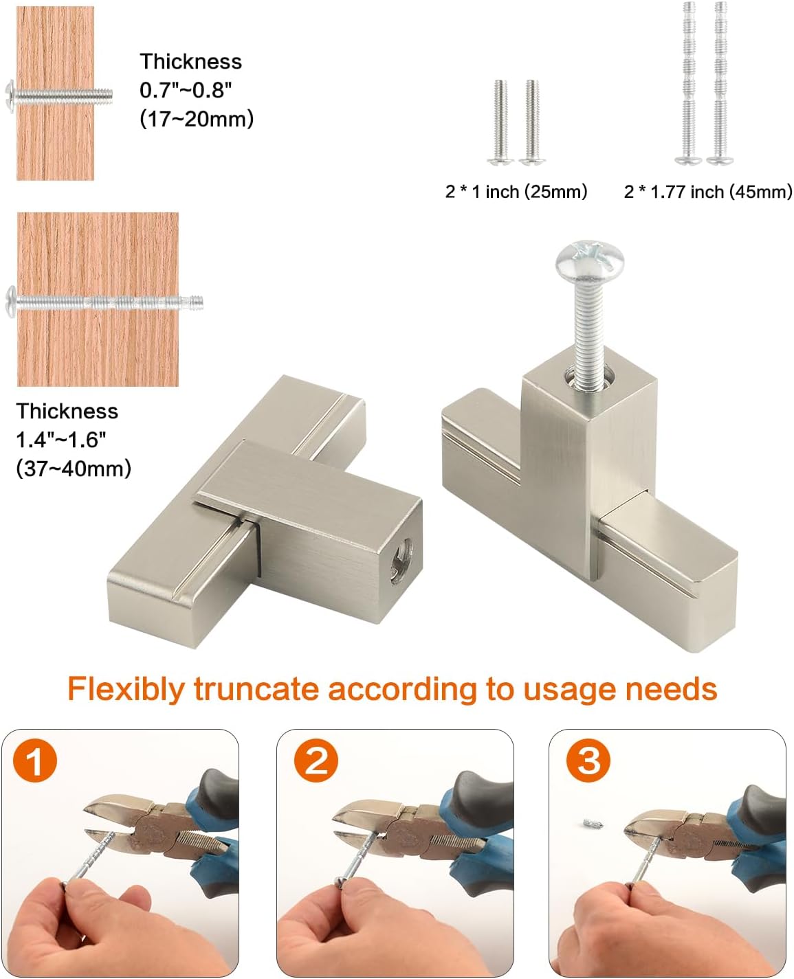 8 Pack Modern Kitchen Cabinet Pulls and Knobs Brushed Nickel Drawer Handles for Dresser Single Hole Cabinet Door Knobs T Shape Pull Handle Replacement