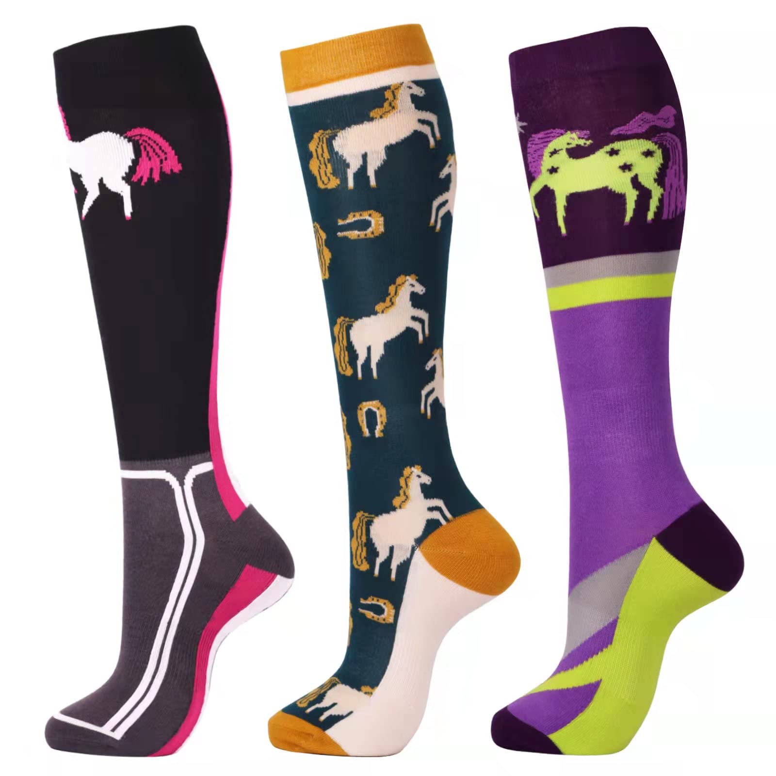 Harrison Howard3 Pairs Premium Quality Equestrian Riding Socks for Horse Riding &Tall Boot Knee High Socks for Women