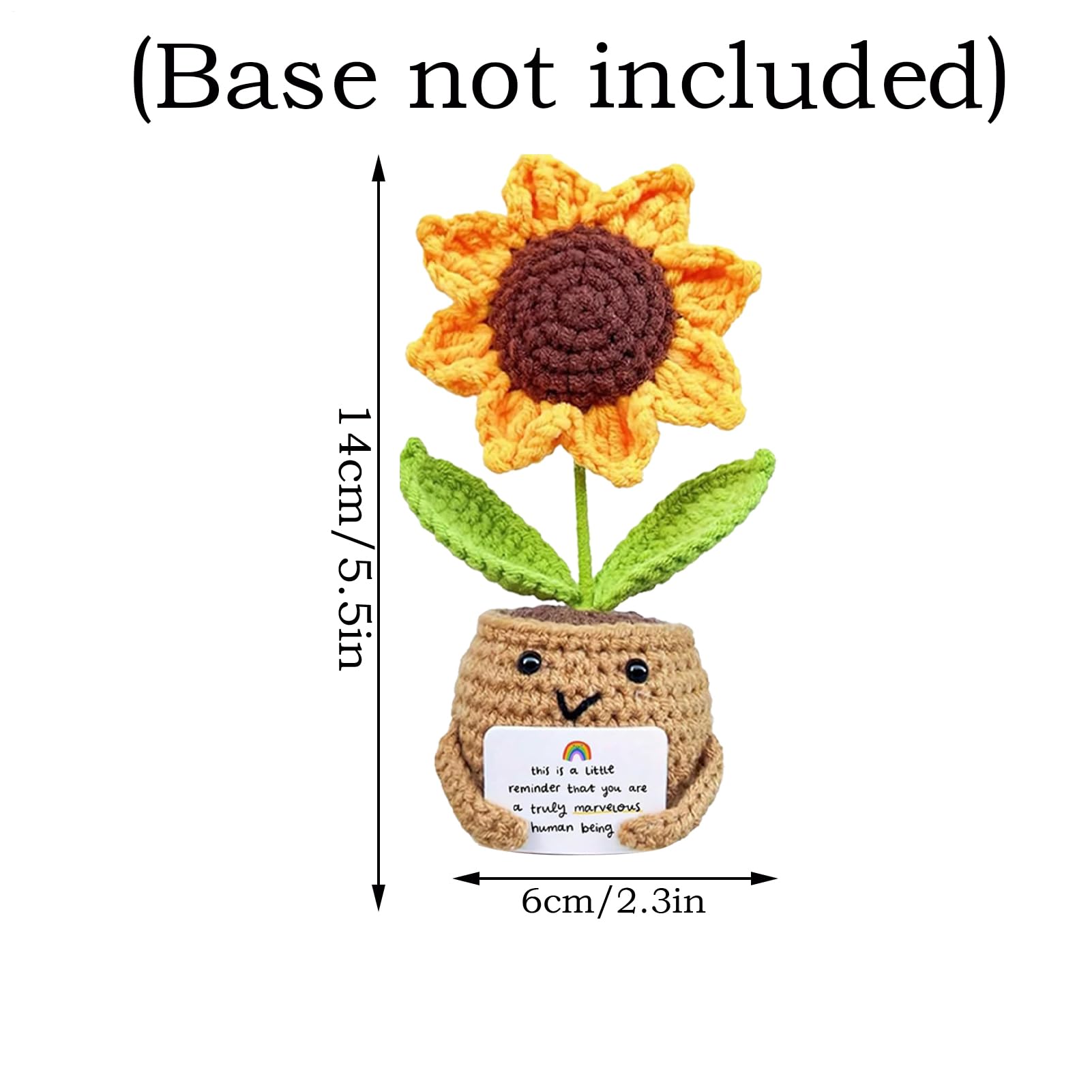 Positive Sunflower Crochet Potted Flowers, Emotional Support Plant with Encourage Card - Image 6