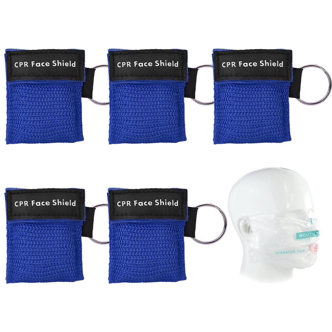 5pcs Maschera facciale Portatile Portachiavi Blu per emergenze Interne ed Esterne