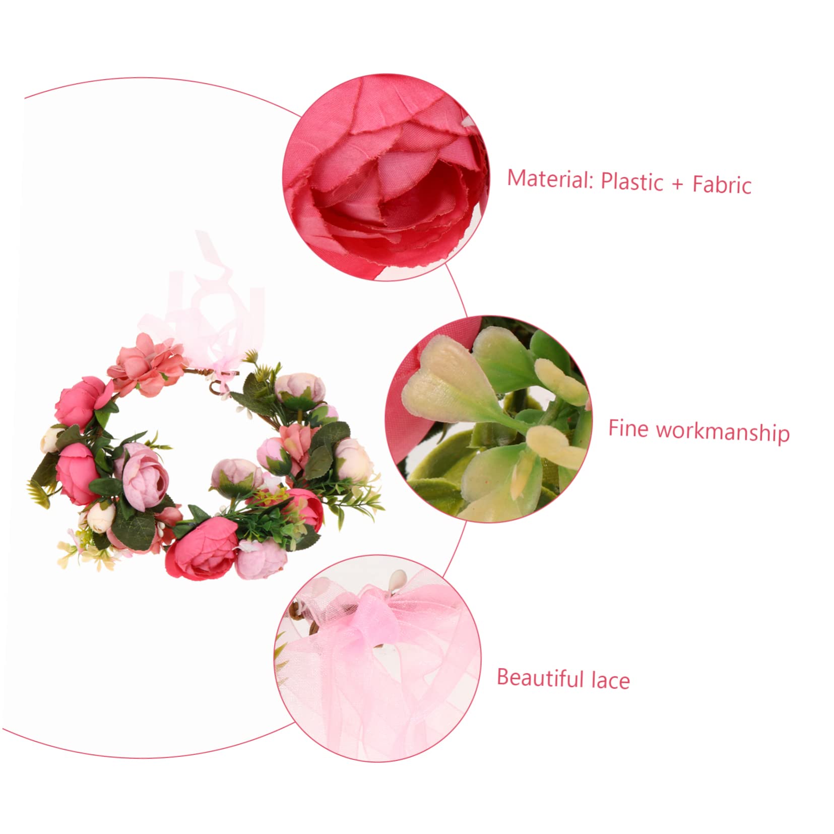 minkissy 3 piezas de de flores artificiales guirnalda floral encantadora diadema tocado simulada diadema guirnalda diadema guirnalda tocado accesorios para el cabello rosa
