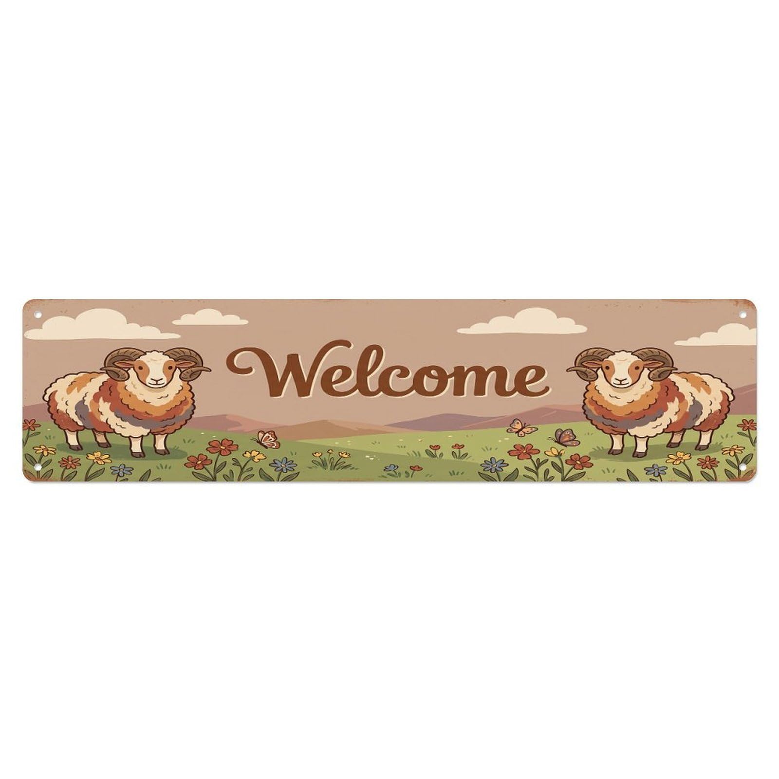 Cxhjca 4X16inch(10X40cm) Vintage Welcome Navajo Churro Sheep Metal Tin Sign
