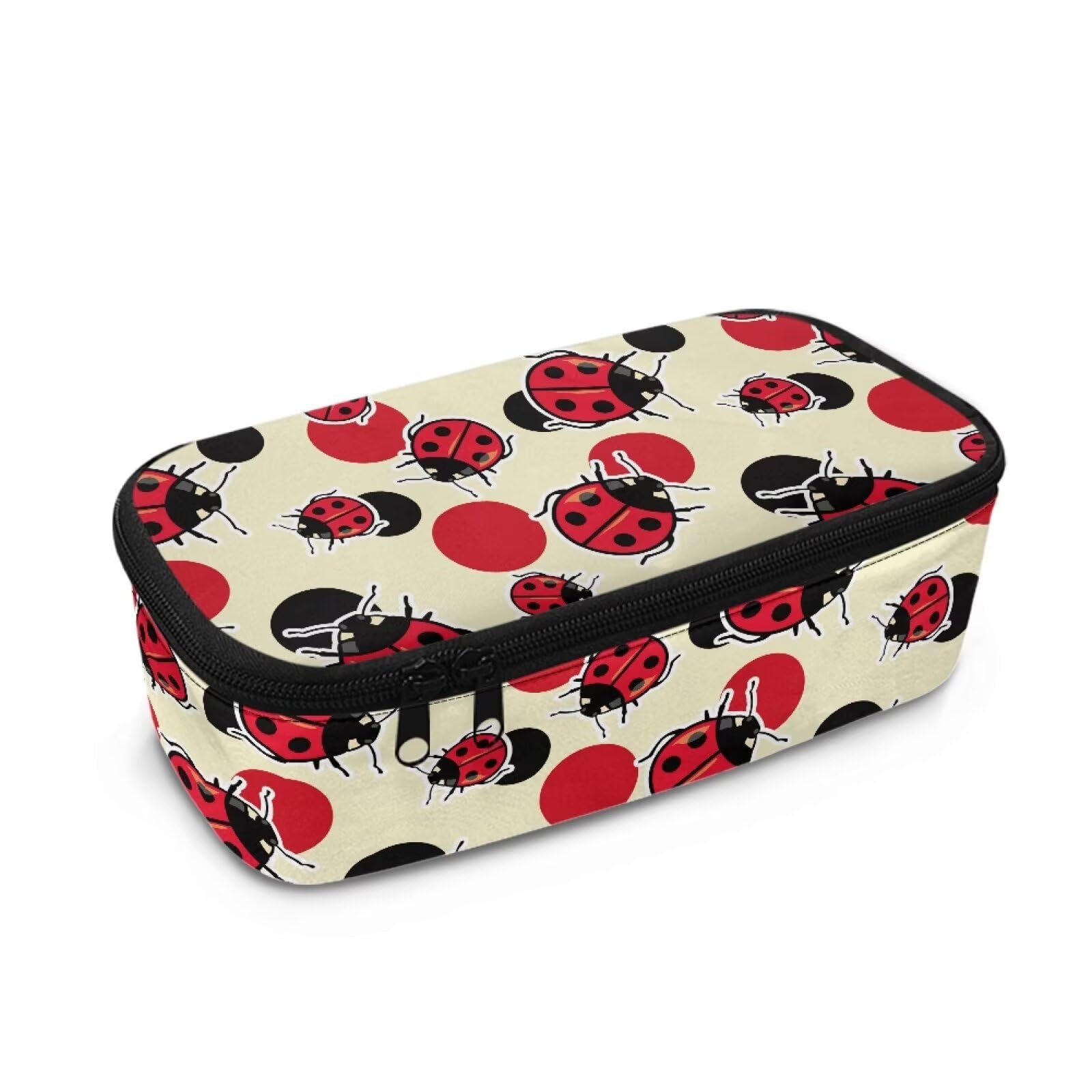 Renewold Cute Ladybug Large Capacity Pencil Pouch with Compartments Multi-Slot Pencil Case Organizer Capacity Bag Pouch Suitable for Elementary Middle School High School