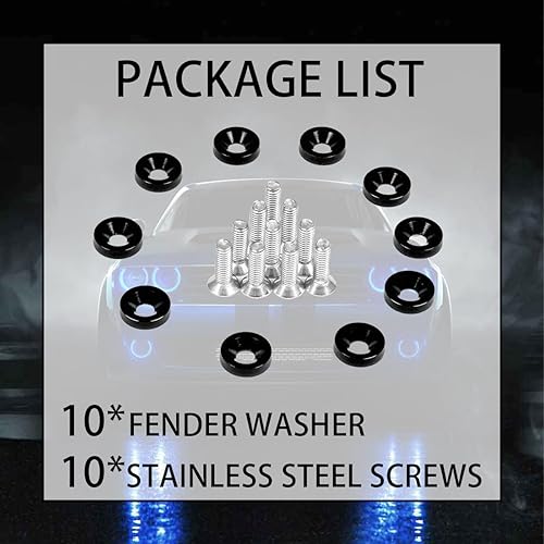 Miniatura 3 de YALOK JDM - 10 pernos de arandela de parachoques de guardabarros, perno de acero inoxidable, arandela de acabado CNC de aluminio M6x20mm, kit de