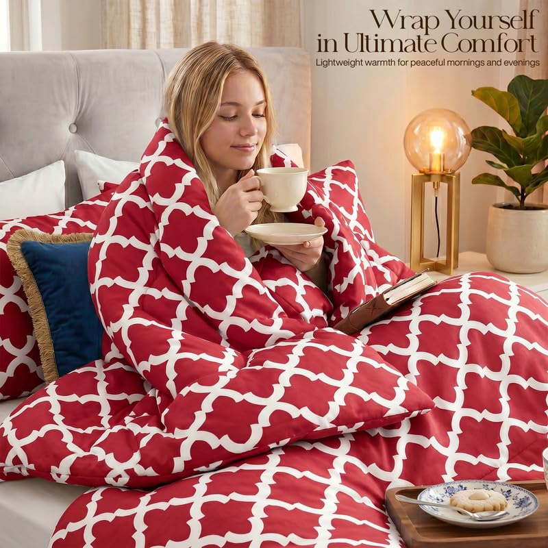 Image of Utopia Bedding 3 Pc King Comforter Set, Printed Comforter, Red