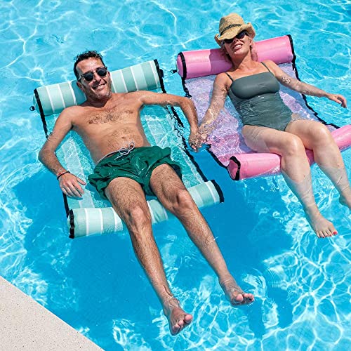 ACQUABOSS Water Hammock Green - Inflatable Swimming Pool & Beach Lounger, Lounge Chair Raft, Drifter, Saddle Float, Floating Bed & Floaties, Summer Fun, Rest & Vacation, Toy, Pool Fun,