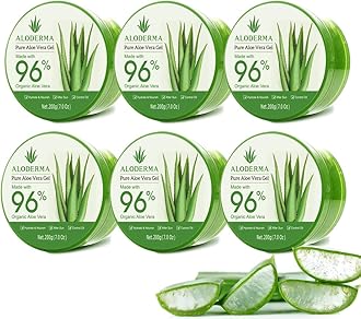 Aloderma Organic Aloe Vera Gel for Body Made within 12 Hours of Harvest, 96% Pure Aloe Vera Gel for Skin, Scalp, & Hair, Soothing Aloe Face Moisturizer, Multipurpose, Hydrating Aloe Gel, 7oz, 6 Pack