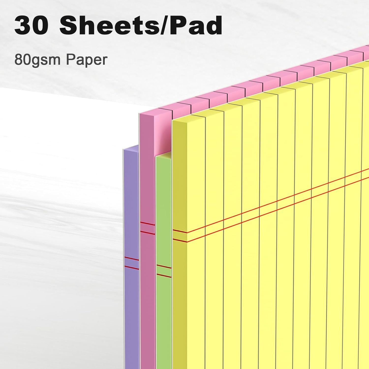 Colored Legal Pads 8.5 x 11 Note Pads, Wide Ruled Sturdy Back Writing Pads 30 Sheets/Pad, 20lb Colored Paper, Perforated Notepad with Sturdy Back (4 Pads) thumbnail