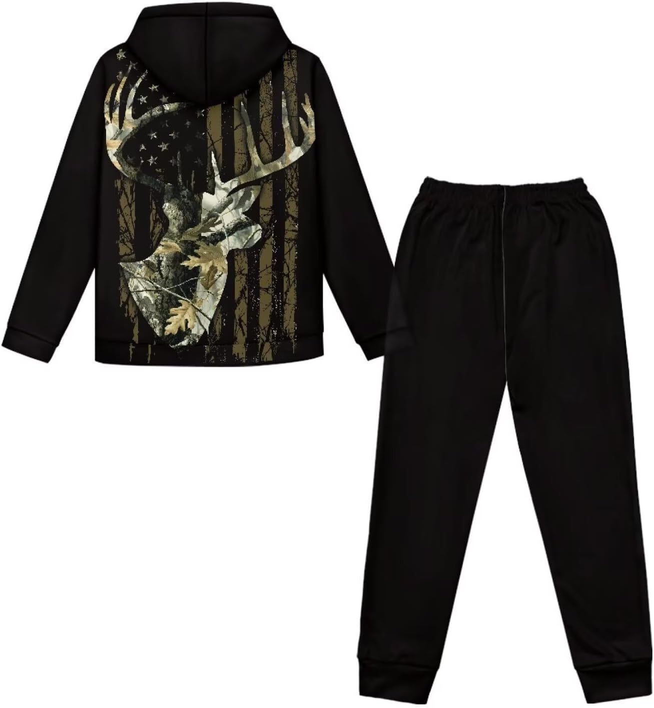 Pensura Girls Boys 2 Pack Sweatsuit Pullover Hoodies and Athletic Cargo Jogger Sweatpants Set