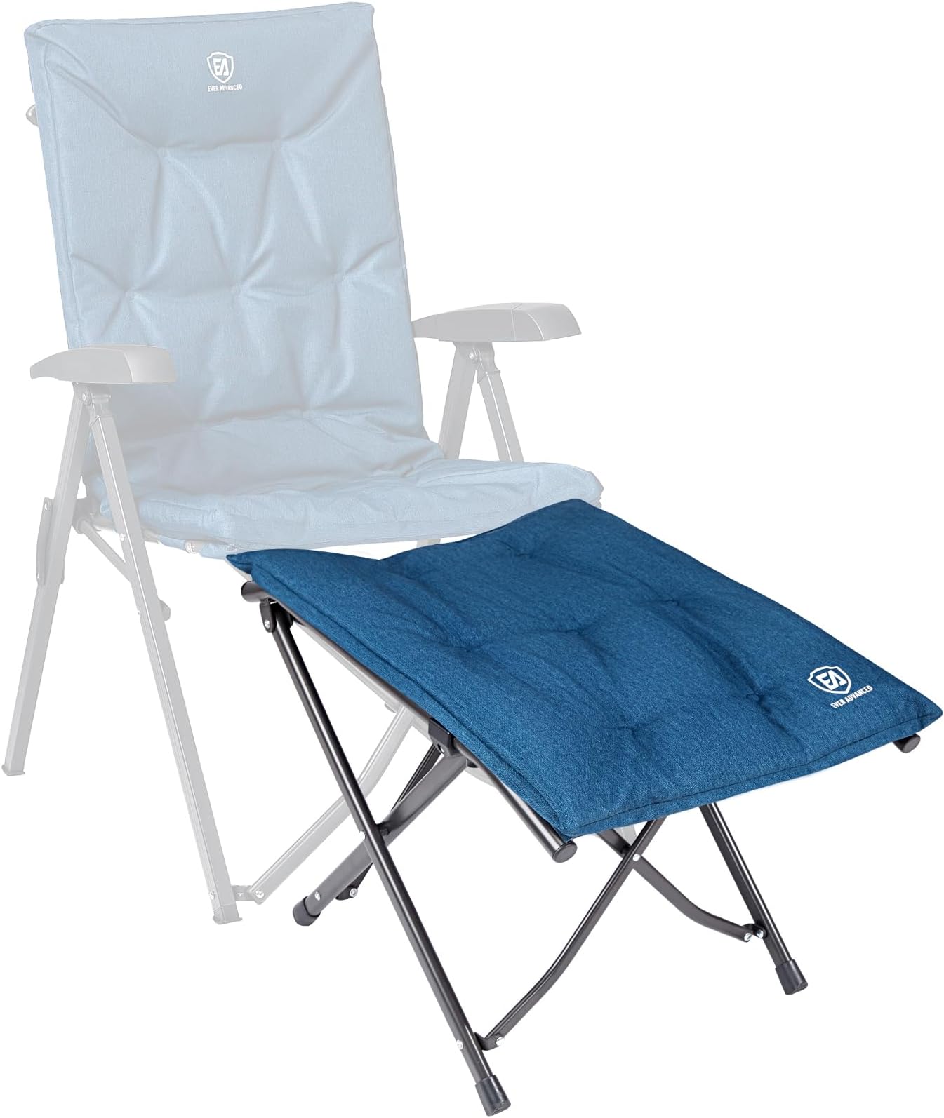 EVER ADVANCED Footstool Footrest Foldable Folding Stool with Height of 47 cm Folding Stool Padded Footrest for Armchair Garden and Balcony Chair Blue