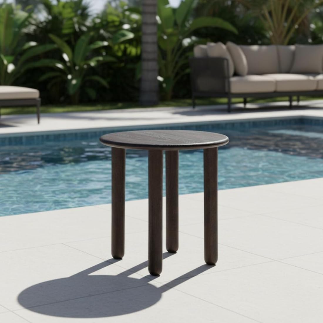 Wooden Expert Modern Wood Side Table, Deep Textural Antique Walnut Finish