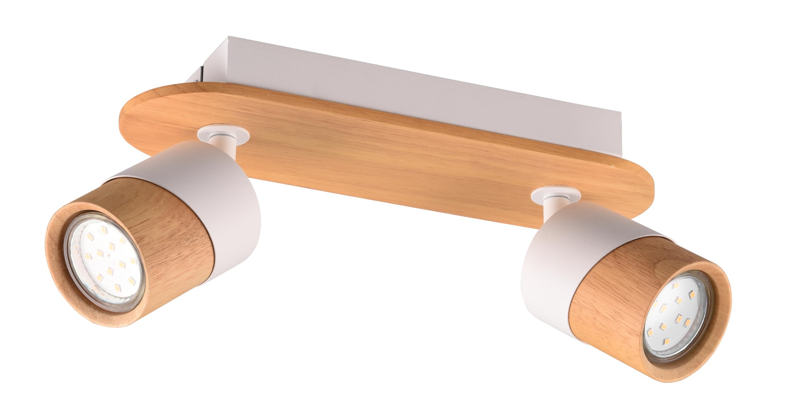 Trio Lampada da soffitto Aruni 801100231, metallo bianco opaco, legno naturale, escl. 2x GU10
