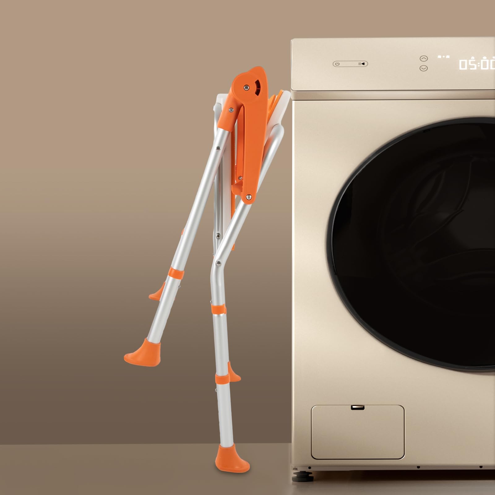 Silla de ducha de pie con reposabrazos y respaldo, silla de ducha plegable, altura del asiento ajustable en 5 niveles, pies antideslizantes, para personas mayores, discapacitados, embarazadas