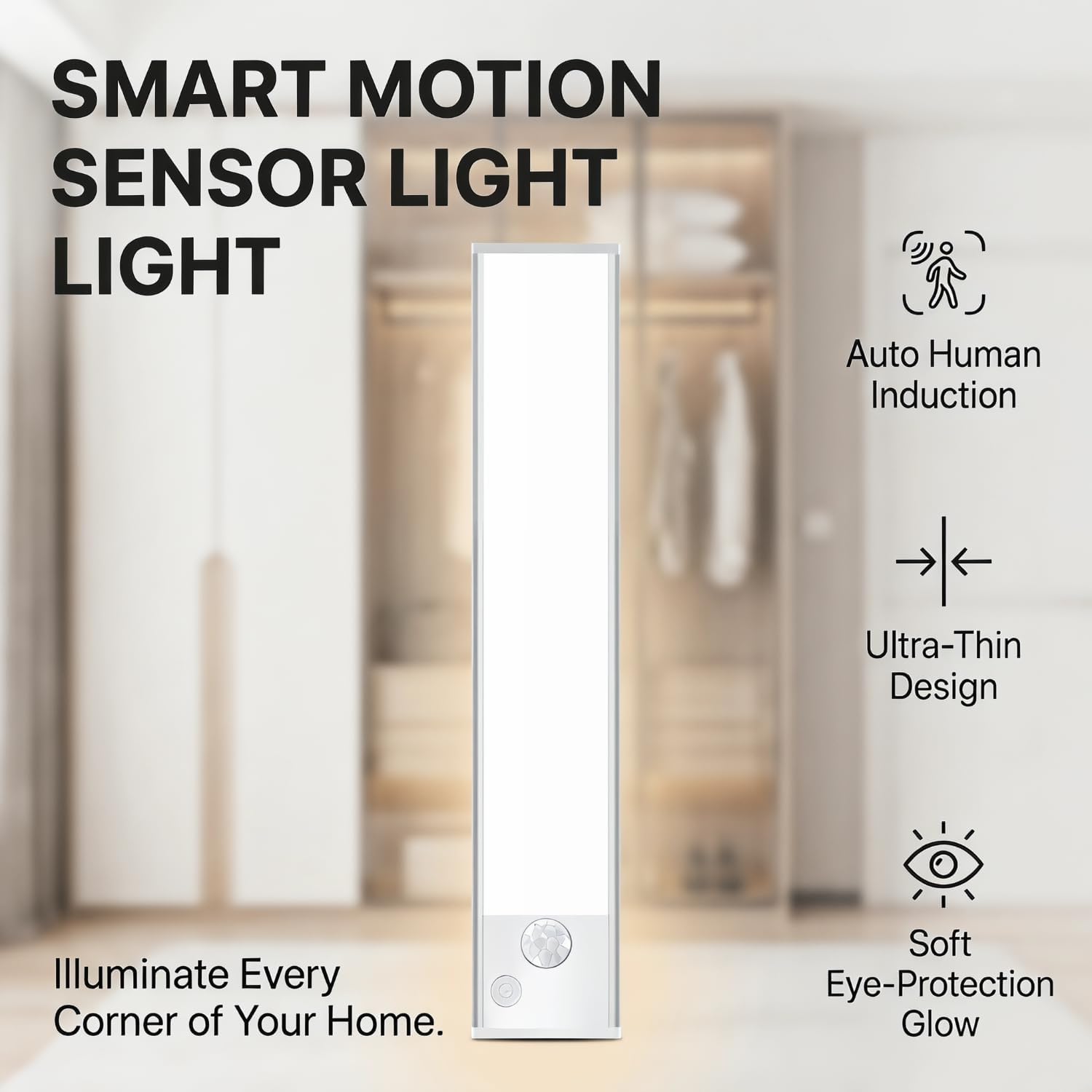Under Cabinet Motion Sensor Lighting: 14 Inch Dimmable Rechargeable Lights Indoor - Battery Operated Lights - Undercabinet Closet Light Magnetic Led Light for Kitchen Home Bathroom Counter 3 Pack