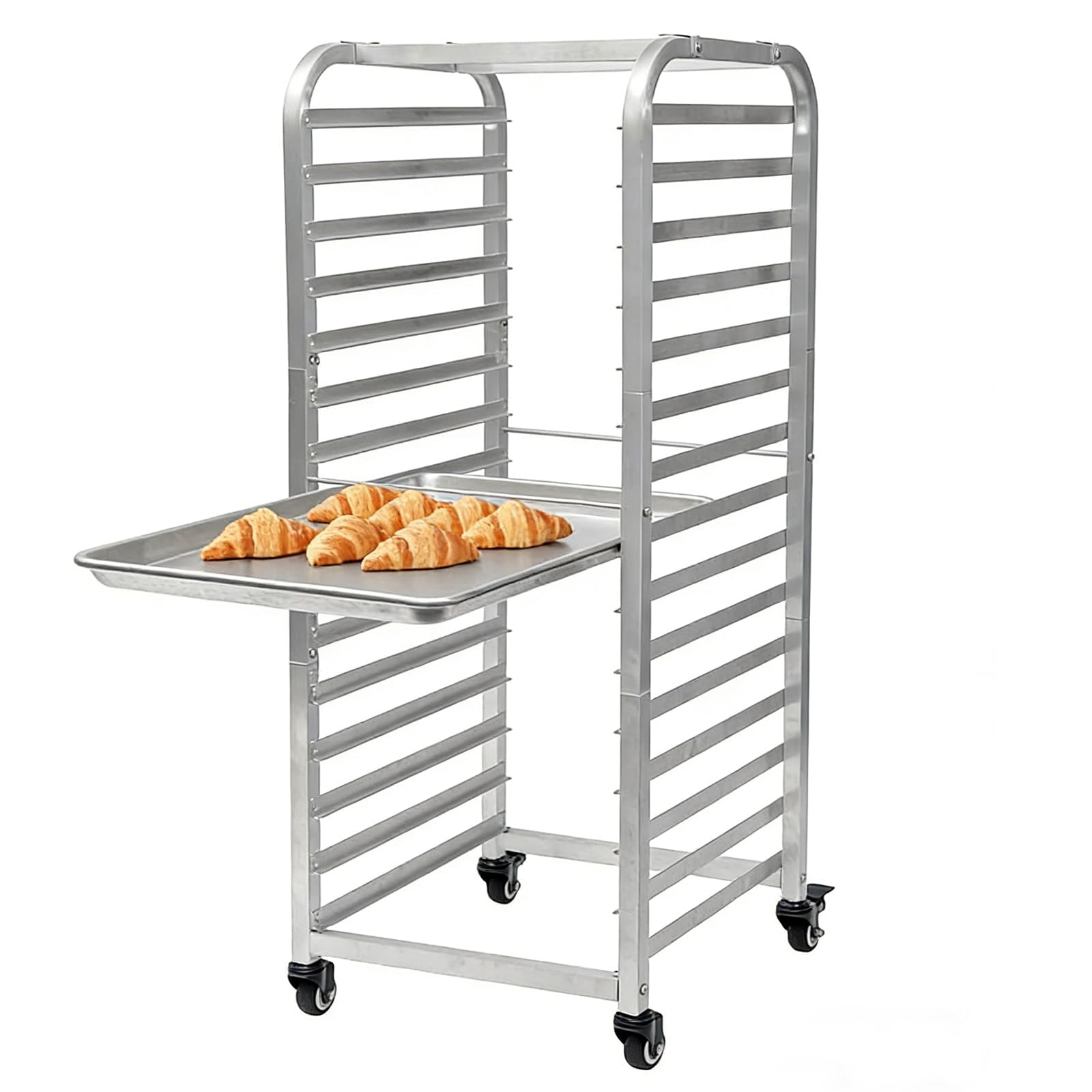 Garvee Carrello in alluminio per panetteria, 15 livelli, con ruote girevoli bloccabili, scaffale mobile per teglie da forno, uso professionale e domestico, 38 x 43 x 102 cm