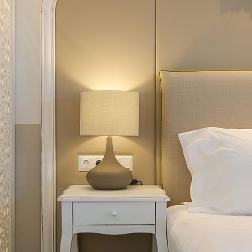 Miniatura 7 de PATIKIL Pantallas de lámpara de tambor, 12 x 12 x 8 pulgadas, pantalla de lino de fácil montaje para lámparas de mesa, lámparas de pie, luces Crema