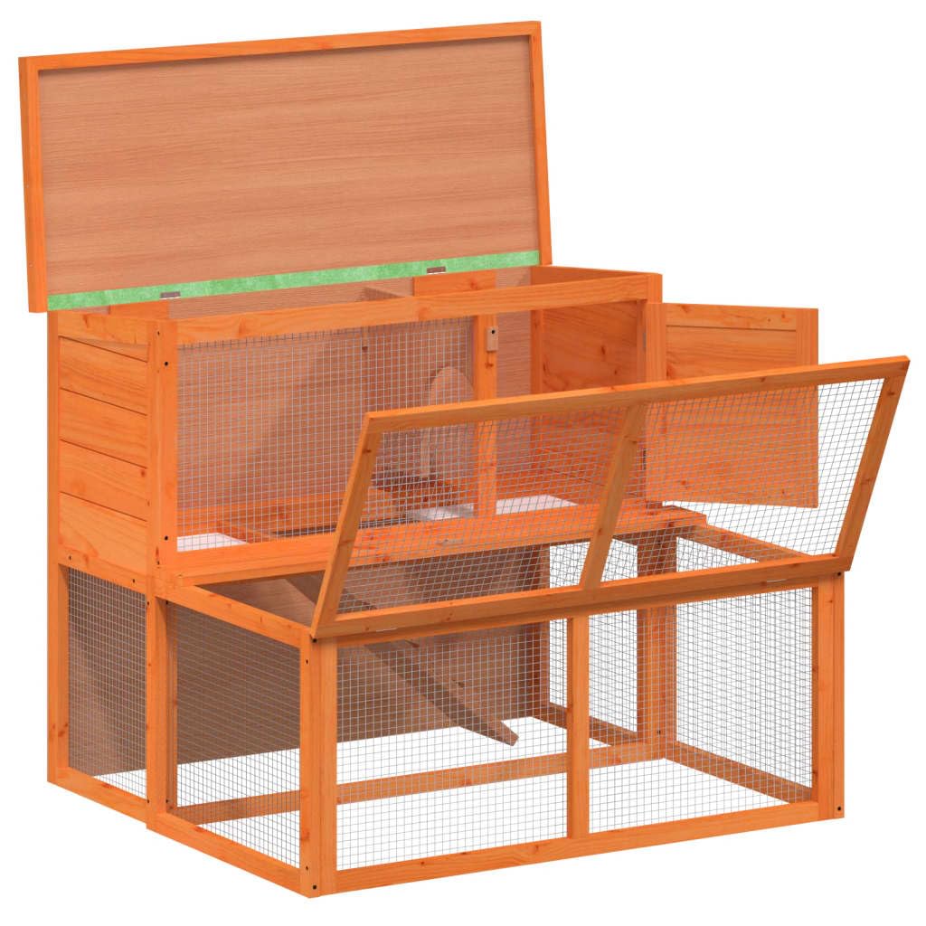 ZEYUAN Conejera de Madera Maciza de Pino marrón 102x90x84,5 cm, Jaula Cobaya, Jaulas para Conejos, Jaula Hamster, Casa Conejo, Casita Conejo, Nido Conejo