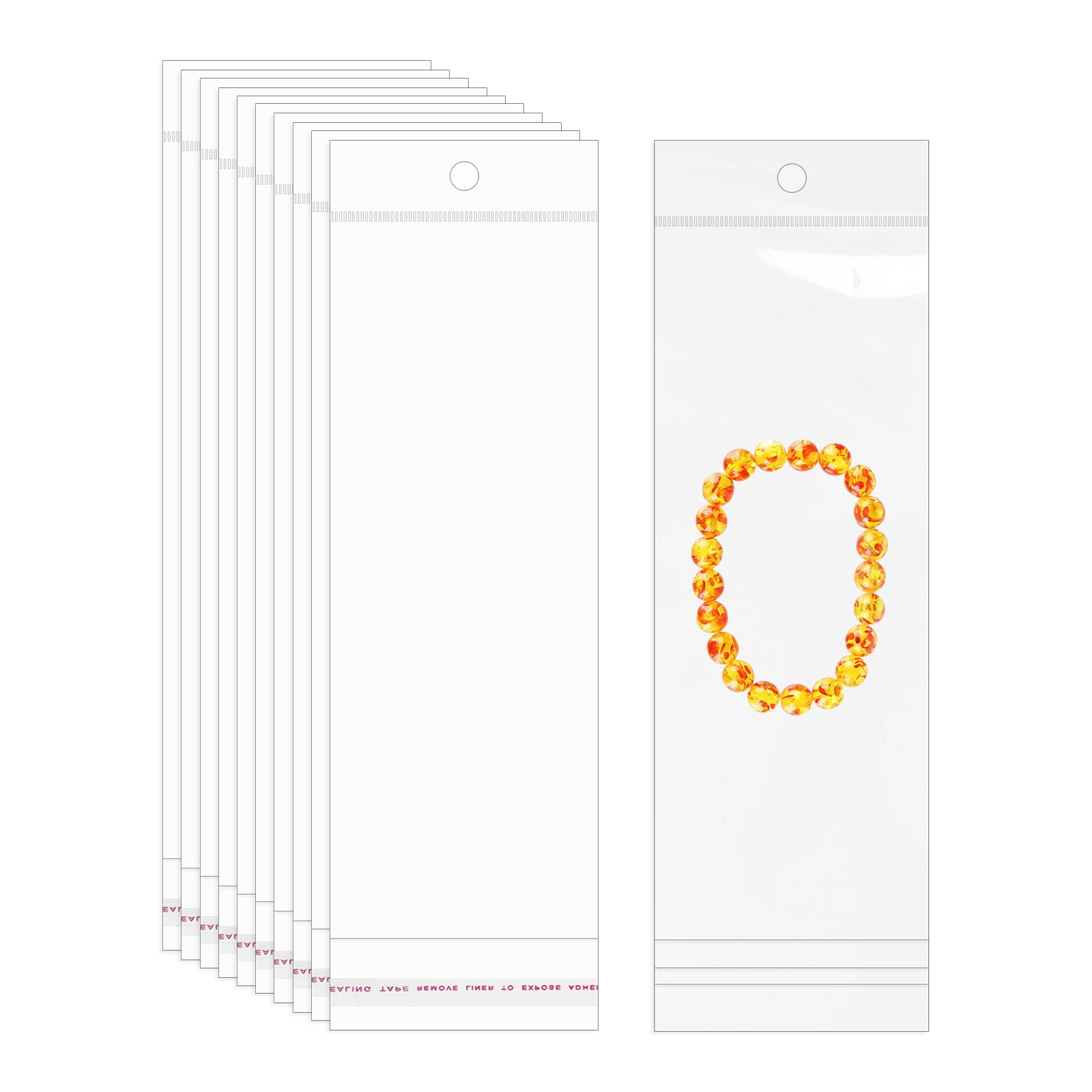 PATIKIL Self Sealing Bag with Hang Hole, (9.3" x 2.4") (300Pcs), Clear Resealable Plastic Storage Bags Suit for Packaging Necklaces/Jewelry/DIY