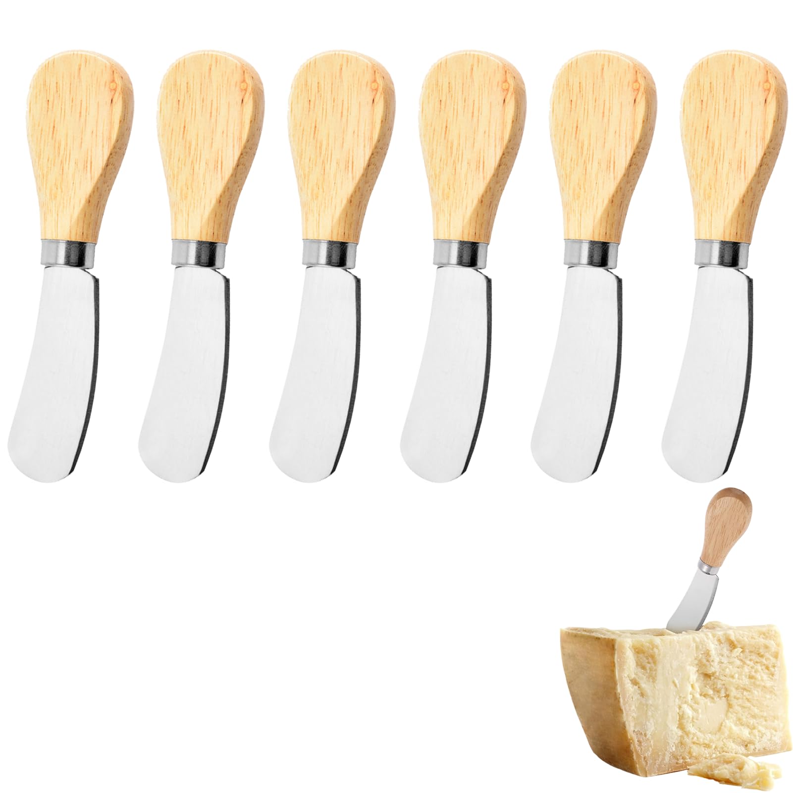 Pcsfoe Cuchillos de Mantequilla de Acero Inoxidable - Set de 6 Cuchillos para Mesa, Queso y Utensilios de Cocina