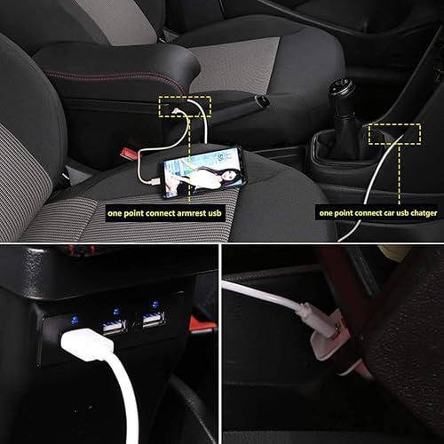 Miniatura 10 de YJYWZH Caja de apoyabrazos para Nissan marzo 2010 2011 2012 2013 2014 2015 2016 Automotriz almacenamiento cuero coche centro consola con carga 3