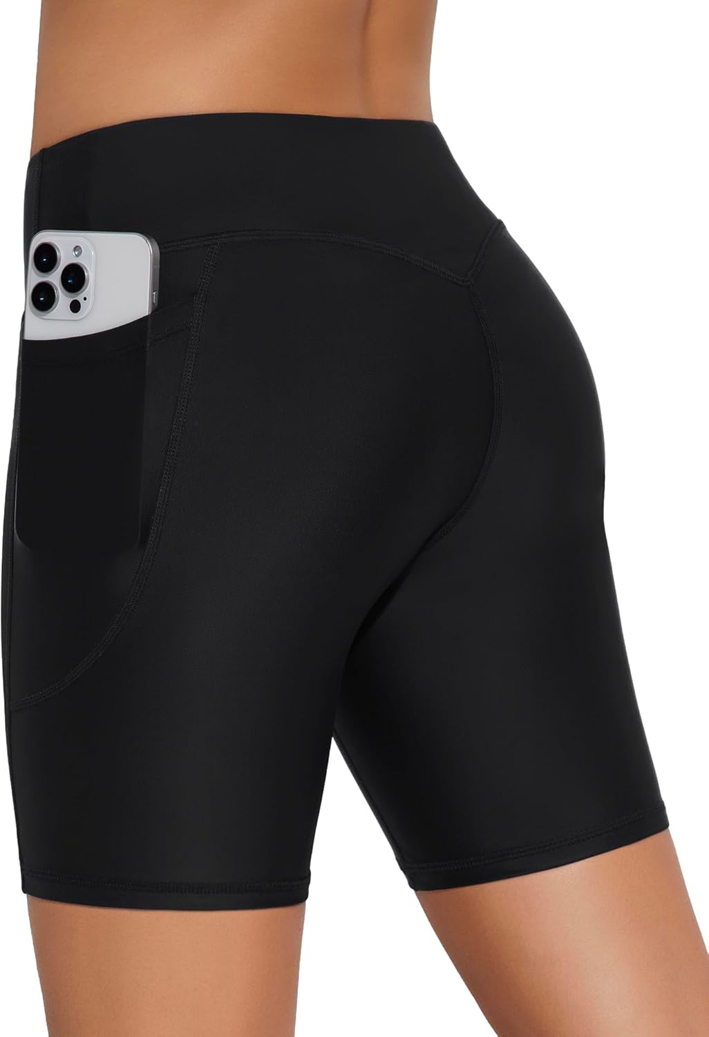 Tournesol Women's 7" Long Swim Shorts High Waisted Board Shorts Seamless Swim Bottoms UPF50+ Boyshorts with Pockets - Image 2