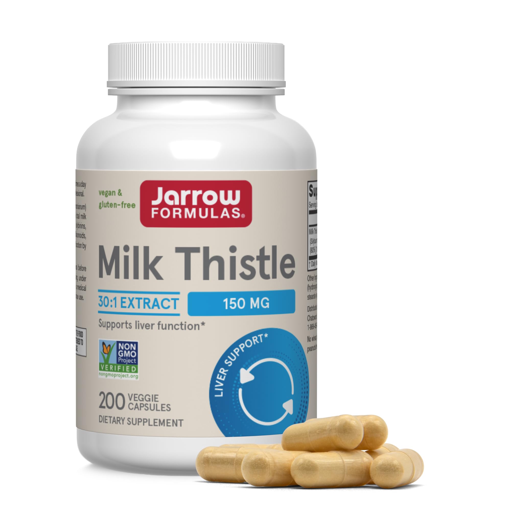 Jarrow Milk Thistle 150mg, 30:1 Standardized Silymarin Extract,200 Capsules 200 Count (Pack of 1)