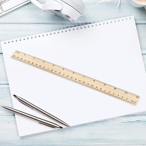Miniatura 5 de WUWEOT Paquete de 72 reglas de madera, reglas de 12 pulgadas a granel, regla de medición de madera de oficina, reglas de dibujo de doble cara para