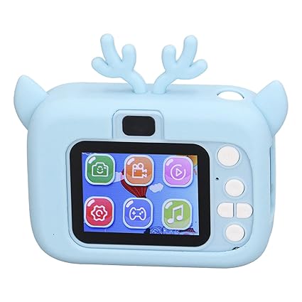 Children Digital Video Camera, 1080P Recording Kids Camcorder Toy 2in Display USB Charging 20MP Automatic Color Adjustment for Playing (Blue White)