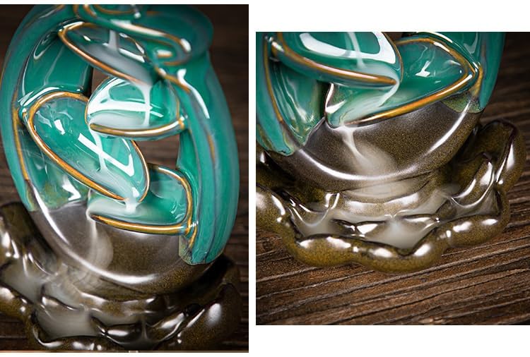 Soporte De Incienso Quemador de incienso de cerámica con reflujo y incensario de cascada, con esmaltado modificado en horno, adornos creativos, quemador de incienso de reflujo, quemador de aromaterapi