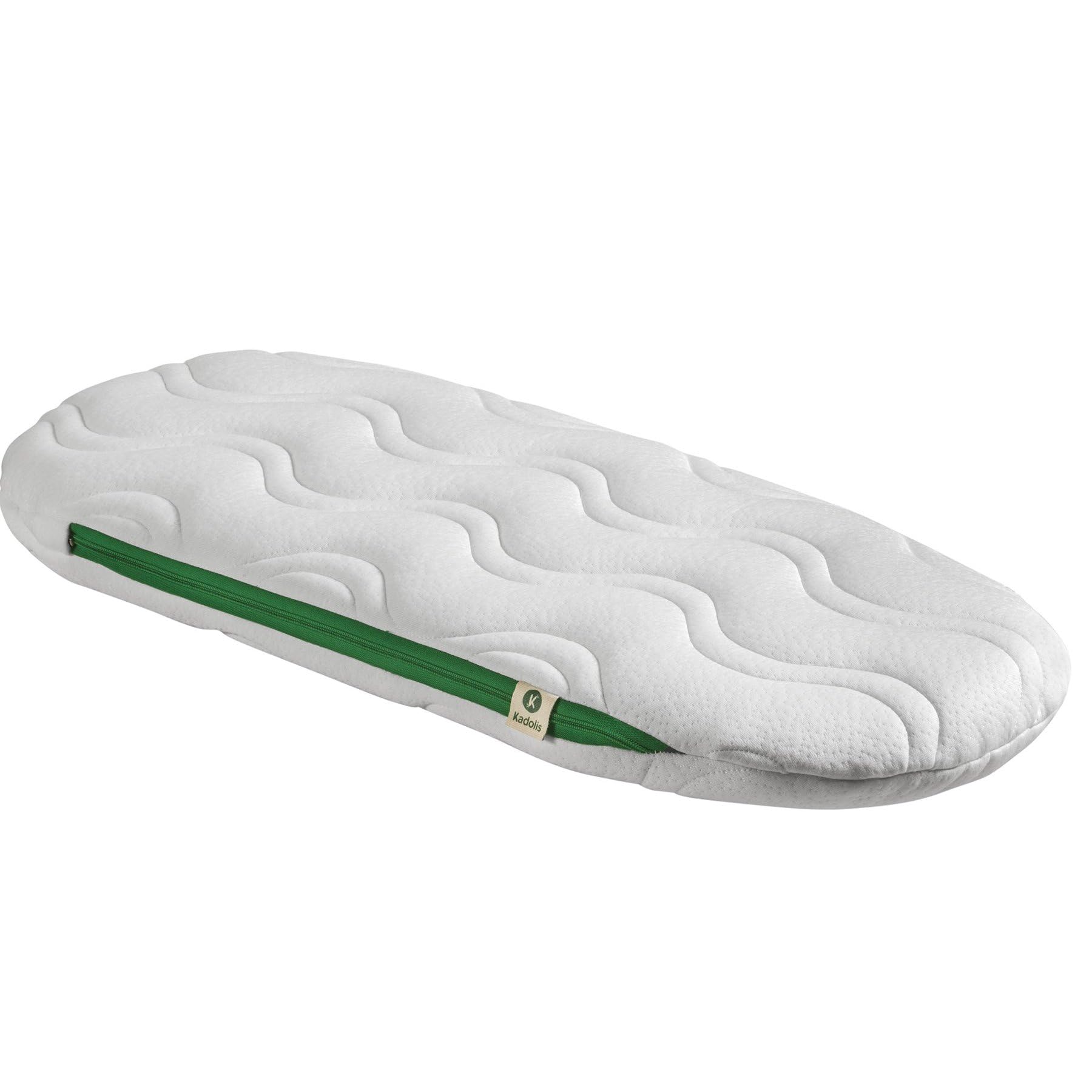 Kadolis - Colchón para moisés Aloe R 76x30cm - Adecuado para cochecitos y moisés - Forma Ovalada - Colchón de Espuma con Funda extraíble y Lavable - Certificado OekoTex