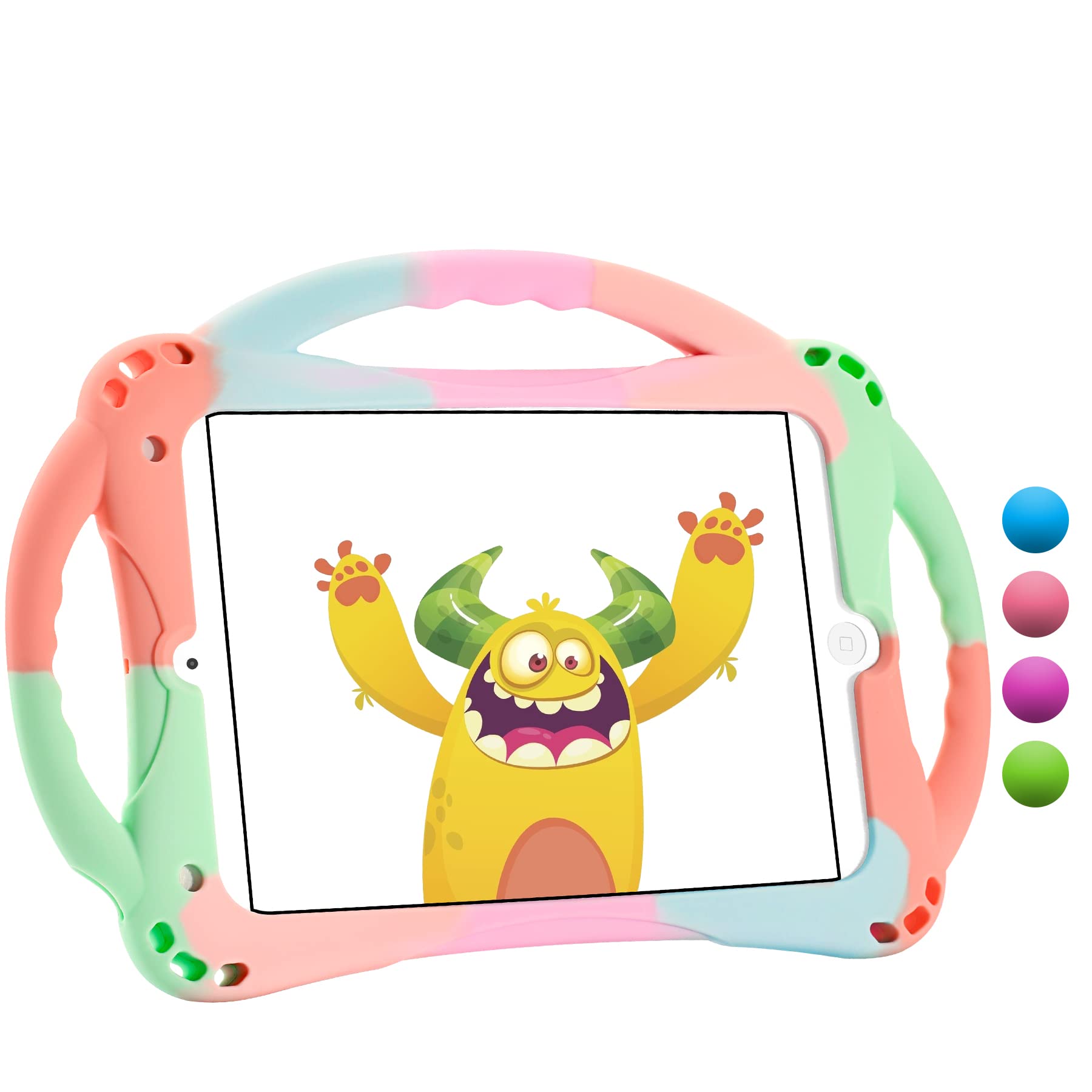 TopEsct Kids Case for iPad Mini 5/4/3/2/1,Shockproof Handle Stand Silicone Cover for iPad Mini 5/4/3/2/1 (Colorful Green)