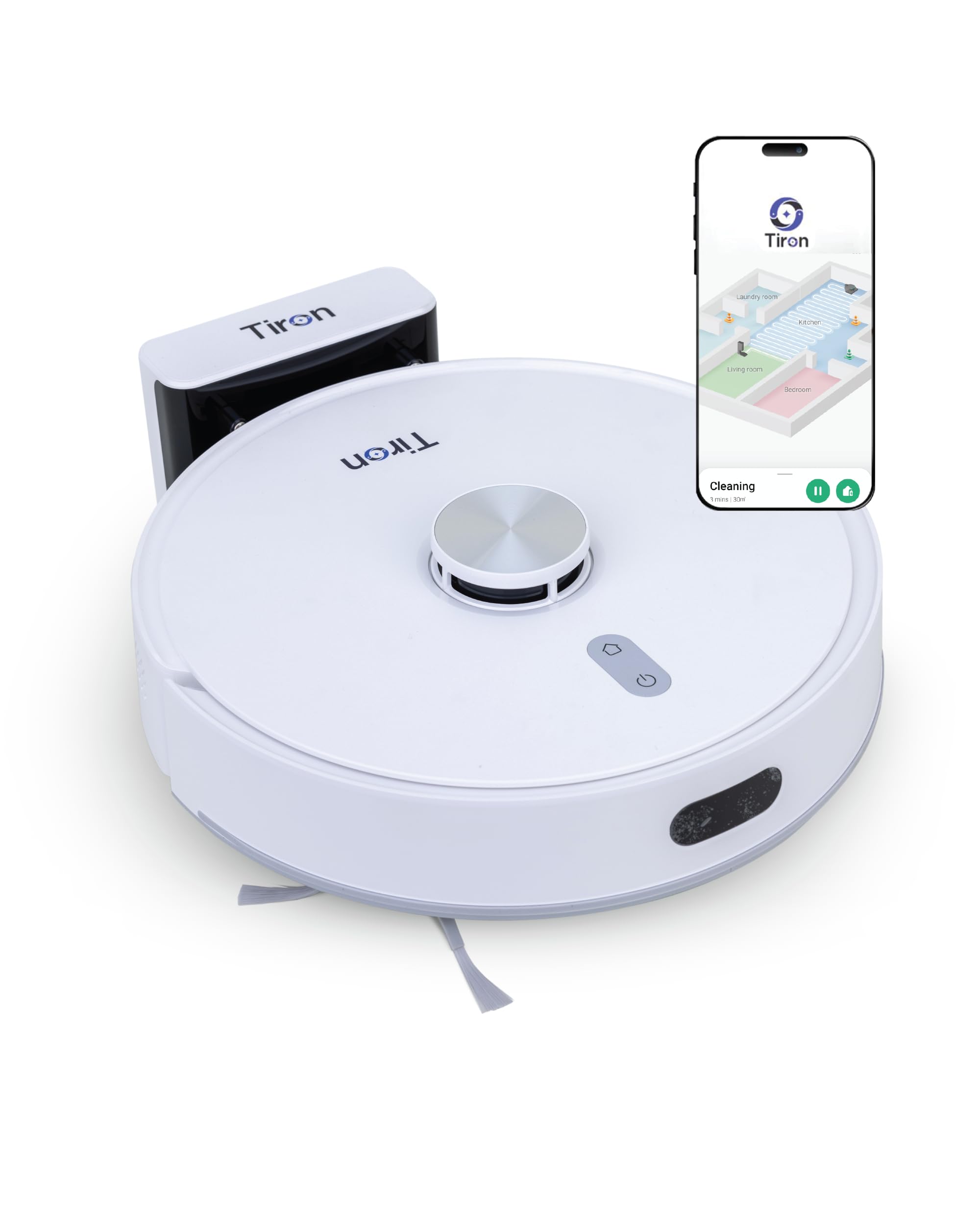 TIRON TRV 20 Robotic Vacuum Cleaner for Home Use Wet and Dry | Dual Action Mop and Vacuum, 5000 Pa Suction, Smart LiDAR Navigation, 2600mAh Battery | Automatic Cleaning Robot with Smart App Control-image-28