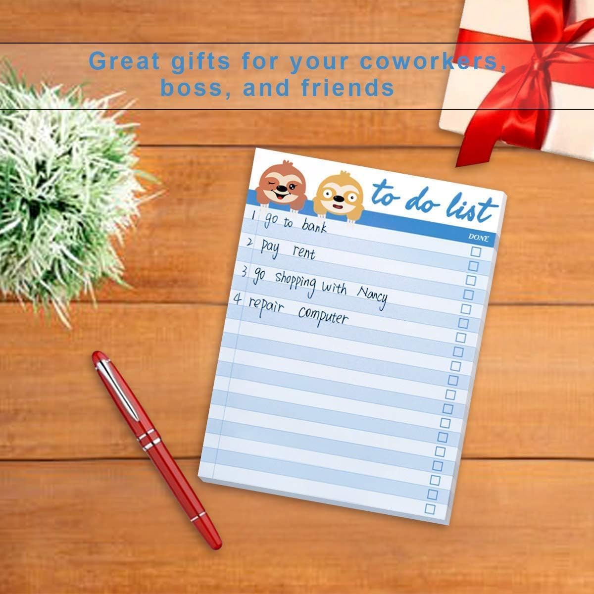 Fancy Land Sloth Memo Pads 4 Pack Funny Animal Notepads for Office Home Teacher Appreciation Valentine Gift School Supply to Do List Lazy Day - Image 5