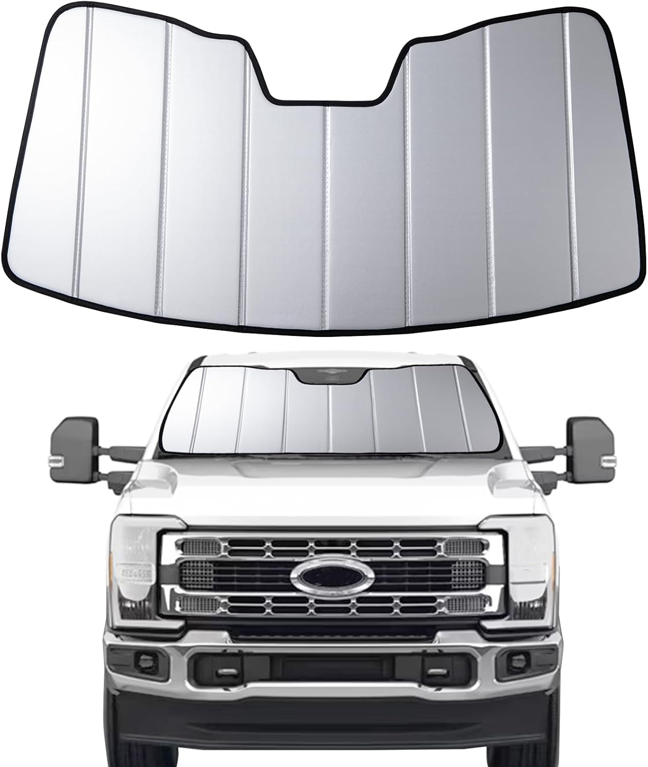 2017-2022 F250 F350 Windshield Sun Shade for Ford F-250 F-350 Super Duty 2017 2018 2019 2020 2021 2022 Automotive Car Front Window Sunscreen Sunshade 2017-2022 F250/F350