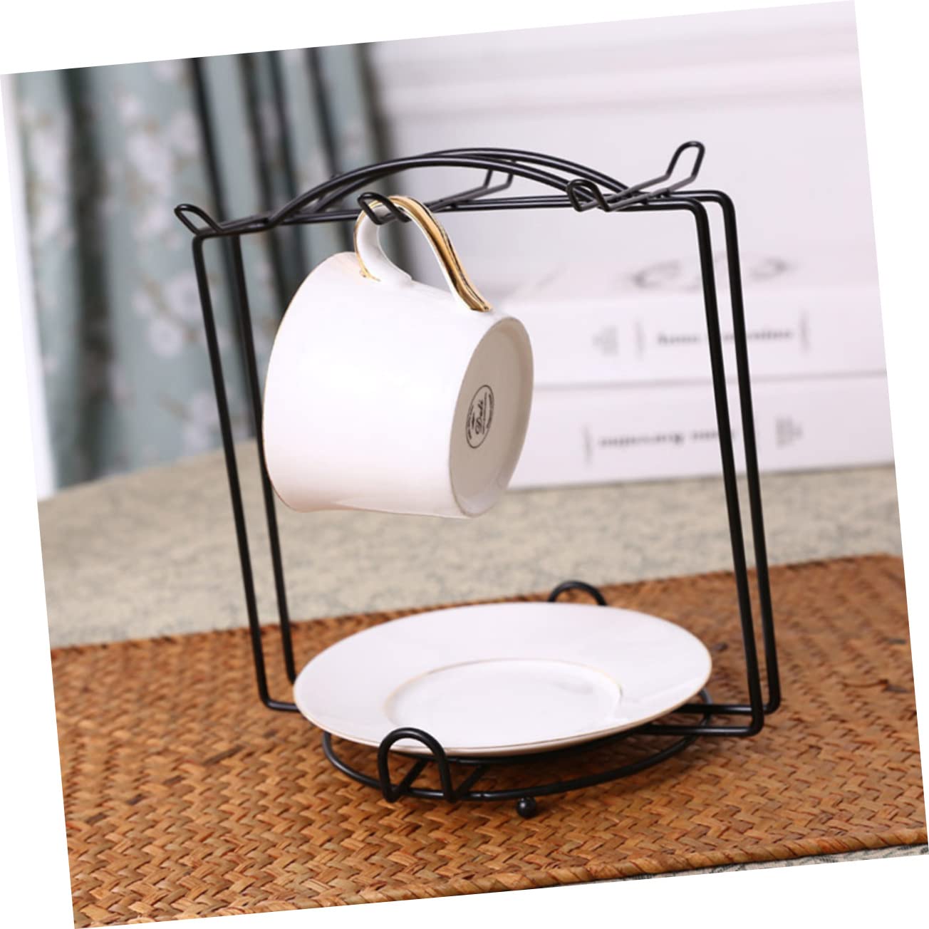 HOOTNEE 1 PC Practical Home Cup Shelf Black Cup Draining Rack Stable Design for Kitchen Use Multipurpose Holder