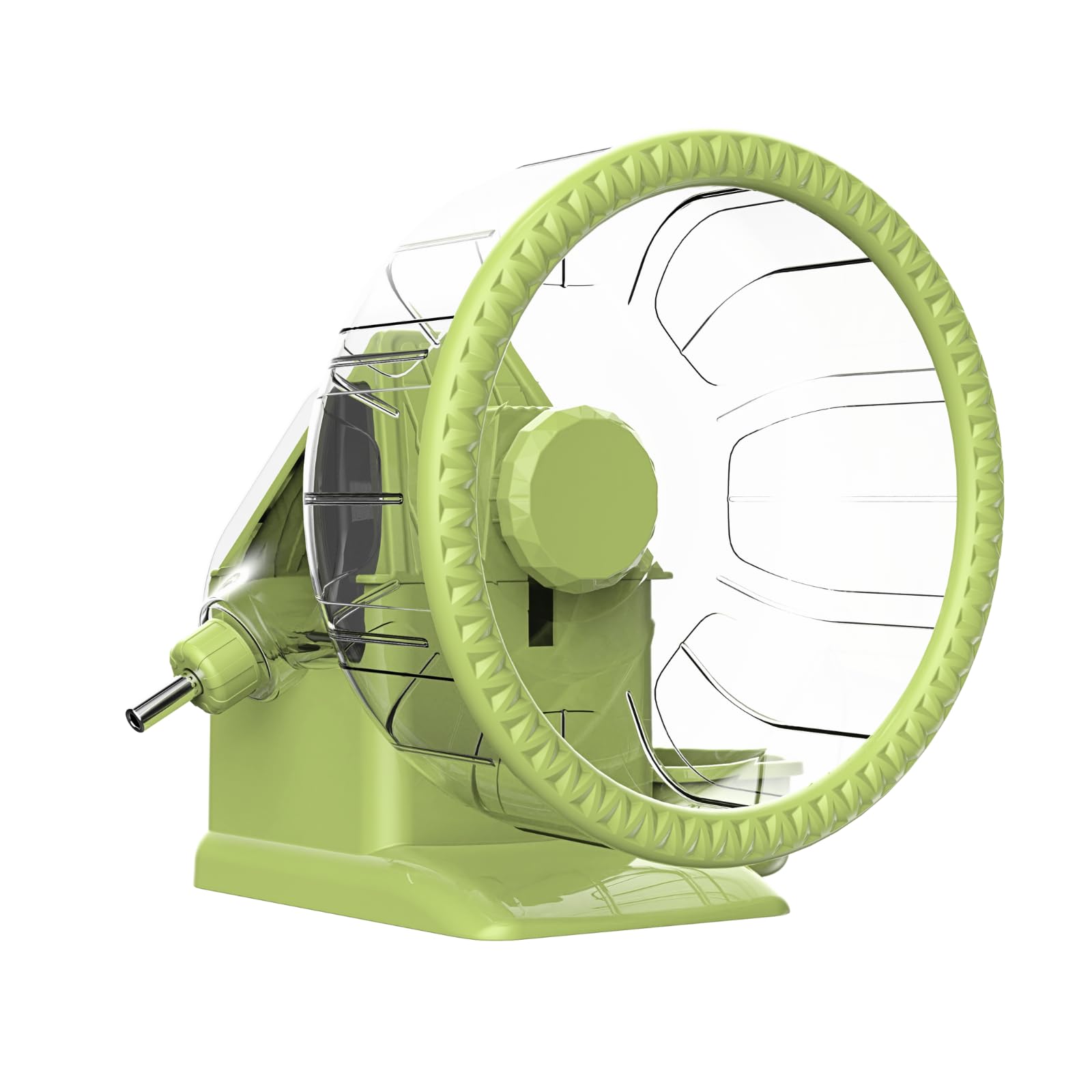 Ruota 4 in 1 per Criceto, Casa per Criceto con Ruota per Corsa, Ciotola per Cibo, Bottiglia d'Acqua e Nascondiglio, Giocattoli per Esercizio e Corsa per Piccoli Animali (Verde, 19.5cm)