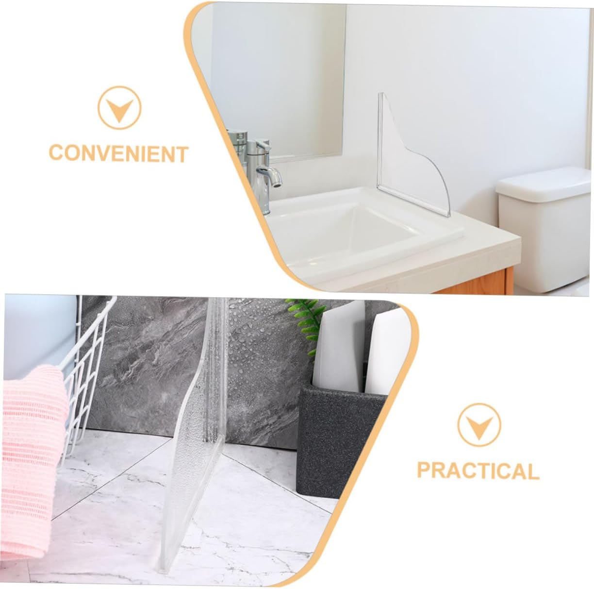 MAGICLULU 2pcs Bathtub Splash Guard Set Waterproof Acrylic Shower Barrier Rounded Edges for Bathroom Sink Spa Tubs Effective Water Splash Protection