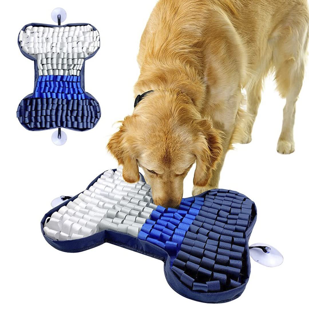 Genérico Alfombra Olfativa Juego de Inteligencia para Perros, Alfombra Forma de Hueso, Juguete Interactivos Snuffle Mat para Perros - Alimentación Lenta, Mejora el Olfato.