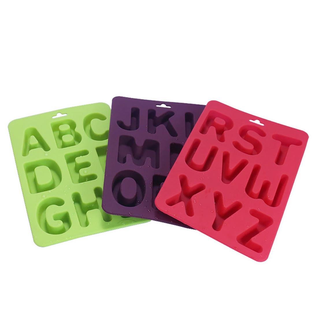 Prettymenny 3Pcs / Set of Letters Silicone Handmade Cake Decoration DIY Mold (Multicolor)